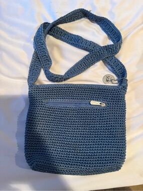 The Sak Blue Handcrafted Crochet Crossbody Bag